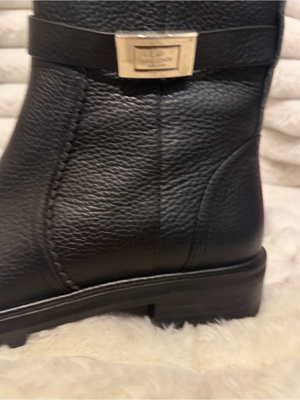 kate spade Black Leather Ankle Booties with Gold Accent - Picture 3 of 9